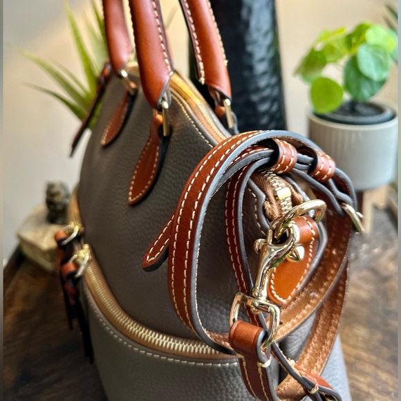 Dooney & Bourke Dillen Double Pocket Satchel in Elephant Grey - Picture 9 of 16